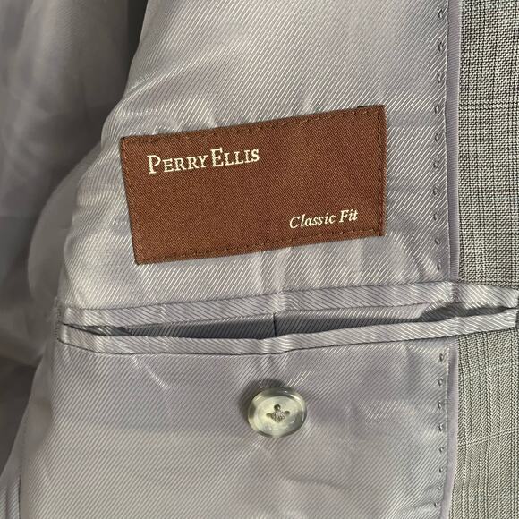 Perry Ellis Sz 38 Short Classic Fit Blazer Jacket Gray 2 Button Formal Business - Picture 12 of 13